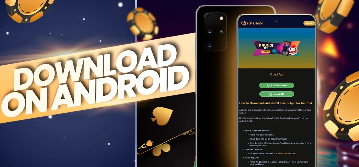 Download the Krundi Casino app on your Android device.