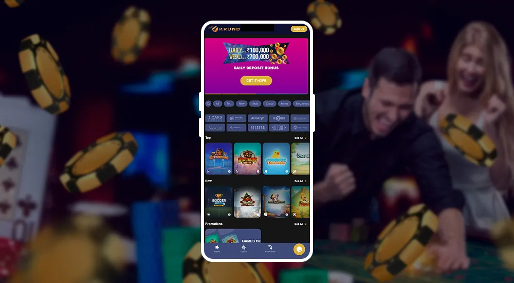 Mobile application for casino games.