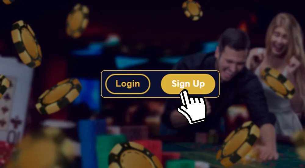 Button for registering a casino account.